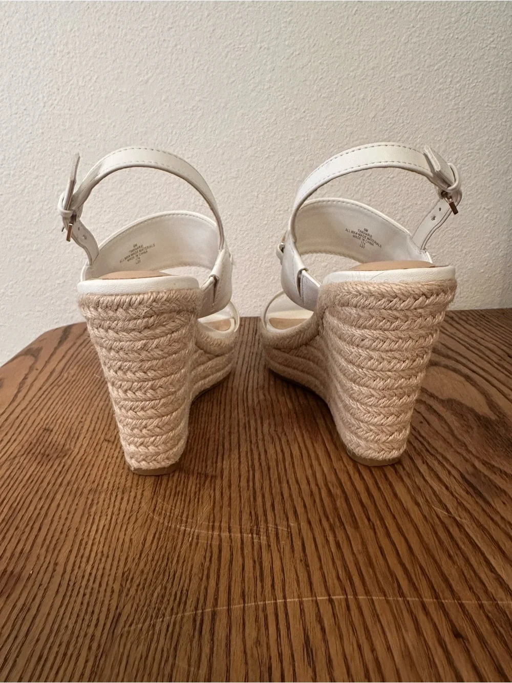 Tommy Hilfiger White Espadrille Wedge Sandals with Gold Accent